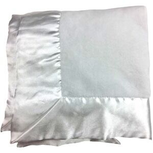Carter's Solid White Plush Baby Blanket Thick Satin Trim Minky Shaggy 30x40